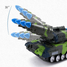 360° Rotating Children's Toy Tank Simulation Model Tiger Military Armored Missile Tank Car Model Sounding Glowing Toy Boy Gift
