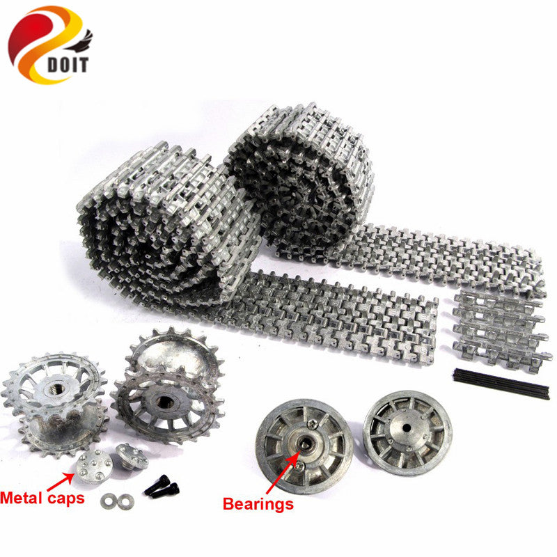 DOIT Metal Silver Tracks Sprockets Early with Metal Caps Idler Wheels with Bearings for Heng Long 3818 1 16 RC Tiger 1 tank