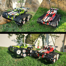 MoFun-13023 410pcs DIY Electric RC Car 2.4G 4CH USB Charging Building Block Simulated Tracked High Speed Cars Toys For Children