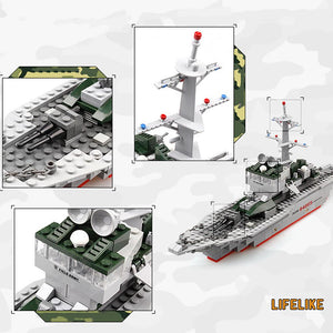 228pcs/set Cruiser Building Block Brick Army Military Ship Model Battle War Ship Navy Vessel Boat Desktop toy Children's gift