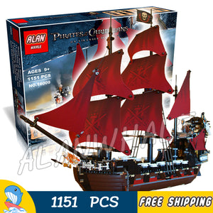 1151pcs Battle Ship Pirates of the Caribbean Queen Anne's Revenge 16009 Model Building Blocks Toys Bricks Compatible With lego