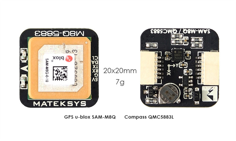 Matek Systems M8Q-5883 Ublox SAM-M8Q GPS & QMC5883L Compass Module for RC Multirotor FPV Racing Drone Long Range