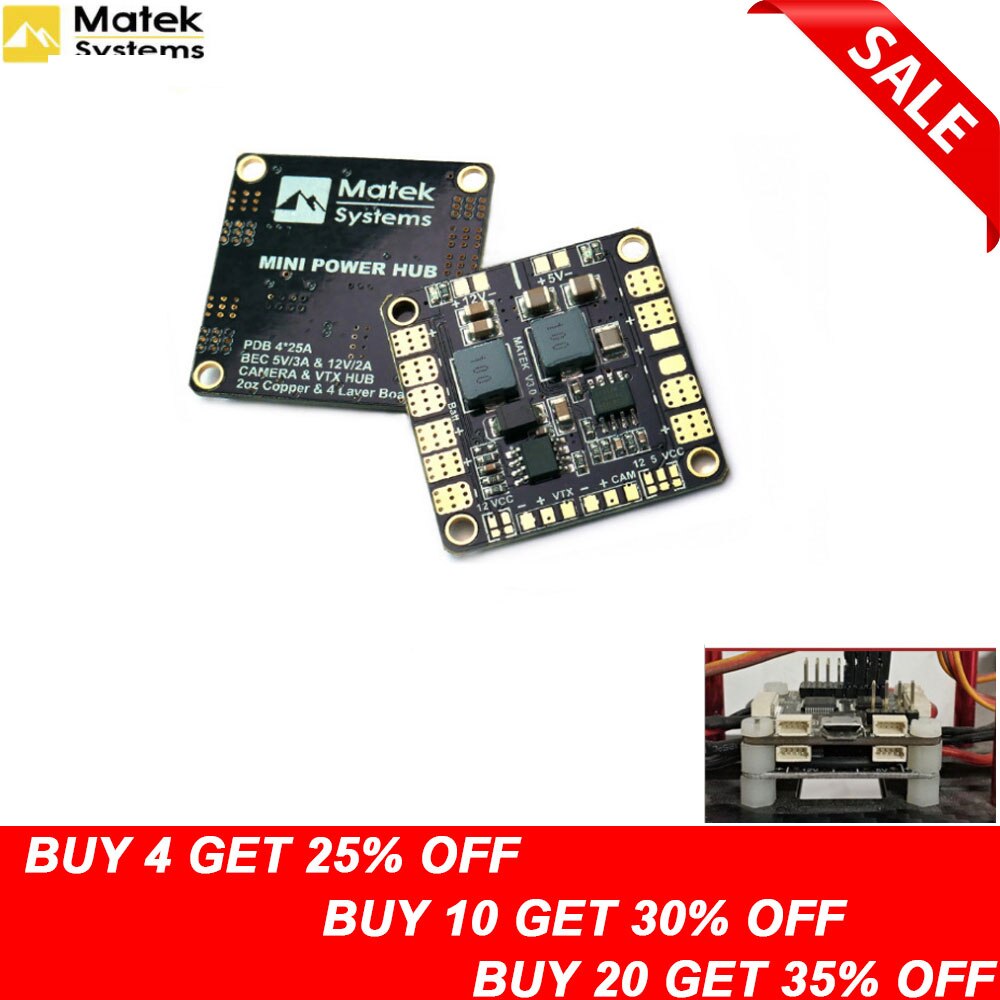 Matek Mini Power Hub Power Distribution Board PDB with BEC 5V & 12V for FPV QAV250 ZMR250 Multicopter Quadcopter