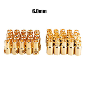 10pcs 2.0mm 3.5mm 4.0mm 5.0mm 5.5mm 6.0mm 6.5mm 8.0mm Banana Gold Bullet Connector Plug For Battery Connector Motor ESC RC Parts