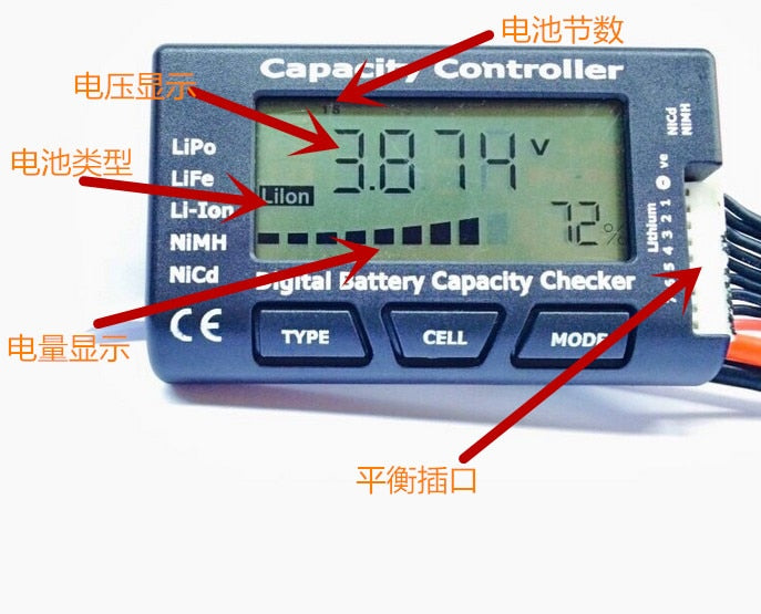 RC CellMeter-7 Digital Battery Capacity Checker LiPo LiFe Li-ion Nicd NiMH Battery Voltage Tester Checking CellMeter 7