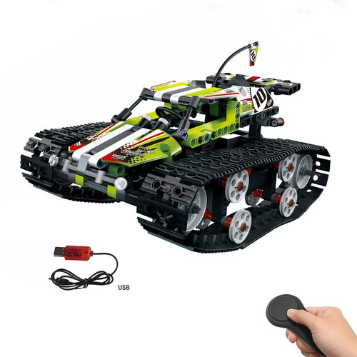 MoFun-13023 410pcs DIY Electric RC Car 2.4G 4CH USB Charging Building Block Simulated Tracked High Speed Cars Toys For Children