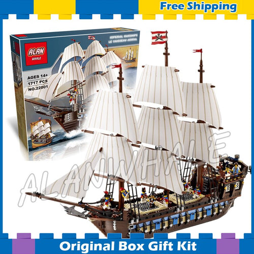 1717pcs Battle Ship Pirates of the Caribbean Imperial Flagship 39010 DIY Figure Building Blocks Toys Compatible with Lego