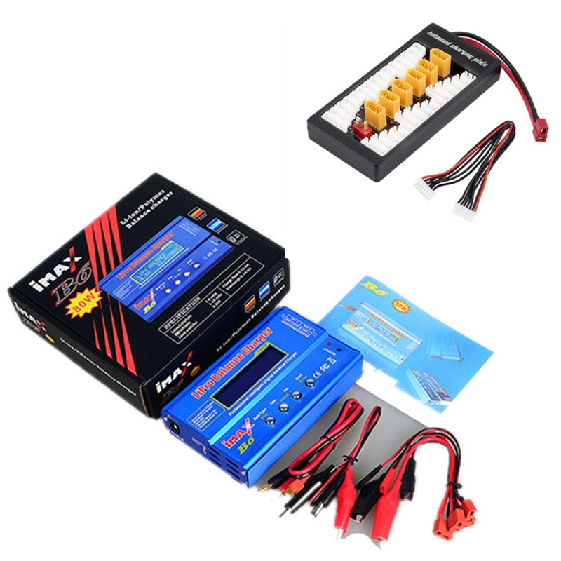 New iMAX B6 LCD Screen Digital RC Lipo NiMh Battery Balance Charger +B6AC Lipo Charging XT60 / T Plug Adaptor Board 2-6S