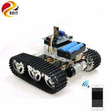 Mini T100 Handle/Bluetooth/WiFi RC Control Robot Tank Chassis Car Kit for Arduino with UNO R3, 4 Road Motor Driver Board, WiFi