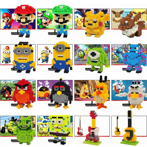 MUMUELI Mini Assembly DIY Anime Game Figure Cute 3D Building Model Kit Blocks for Children Kids Resin Toys Collection DTSET-5