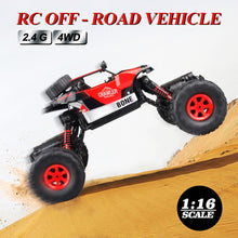 GizmoVine RC Off-road Vehicle 1/16 Remote Control Car Rechargeable Monster Truck Scale 2.4GHz Wireless RC Car Toys For Baby kids