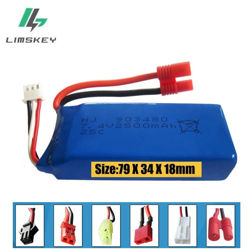 New big battery 2500mAh 2S 7.4V 25C Lipo Battery Helicopter Battery Syma X8 X8W X8G with voltage protection board