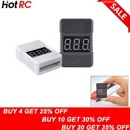 HotRc BX100 1-8S Lipo Battery Voltage Tester/ Low Voltage Buzzer Alarm/ Battery Voltage Checker with Dual Speakers