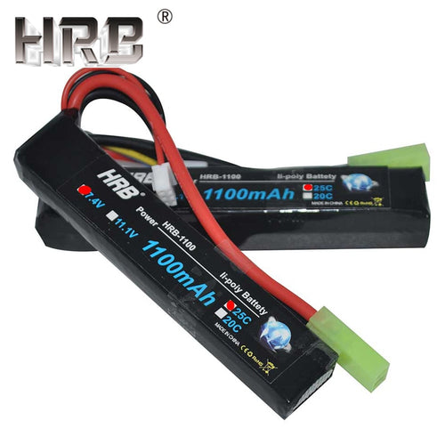 HRB Water Gun Lipo Battery 3S 2S 7.4V 11.1V 1100mAh 25C Tamiya Connector AKKU Mini Airsoft BB Air Pistol Electric Toys RC Parts