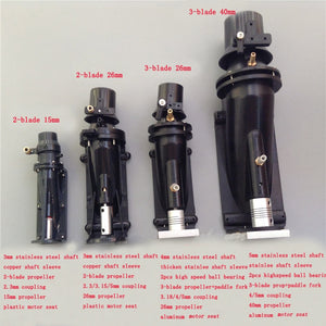 1pcs 15mm 26mm 40mm Water Jet Boat Pump Spray Thruster 2-Blade/3-Blade Propellers w/Coupling Shaft for RC Model Boats