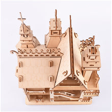 Interconnecting Blocks Woodcraft Construction Kit Wooden Villa DIY 3D Wooden Villa Puzzle Game Assembly Toy Gift