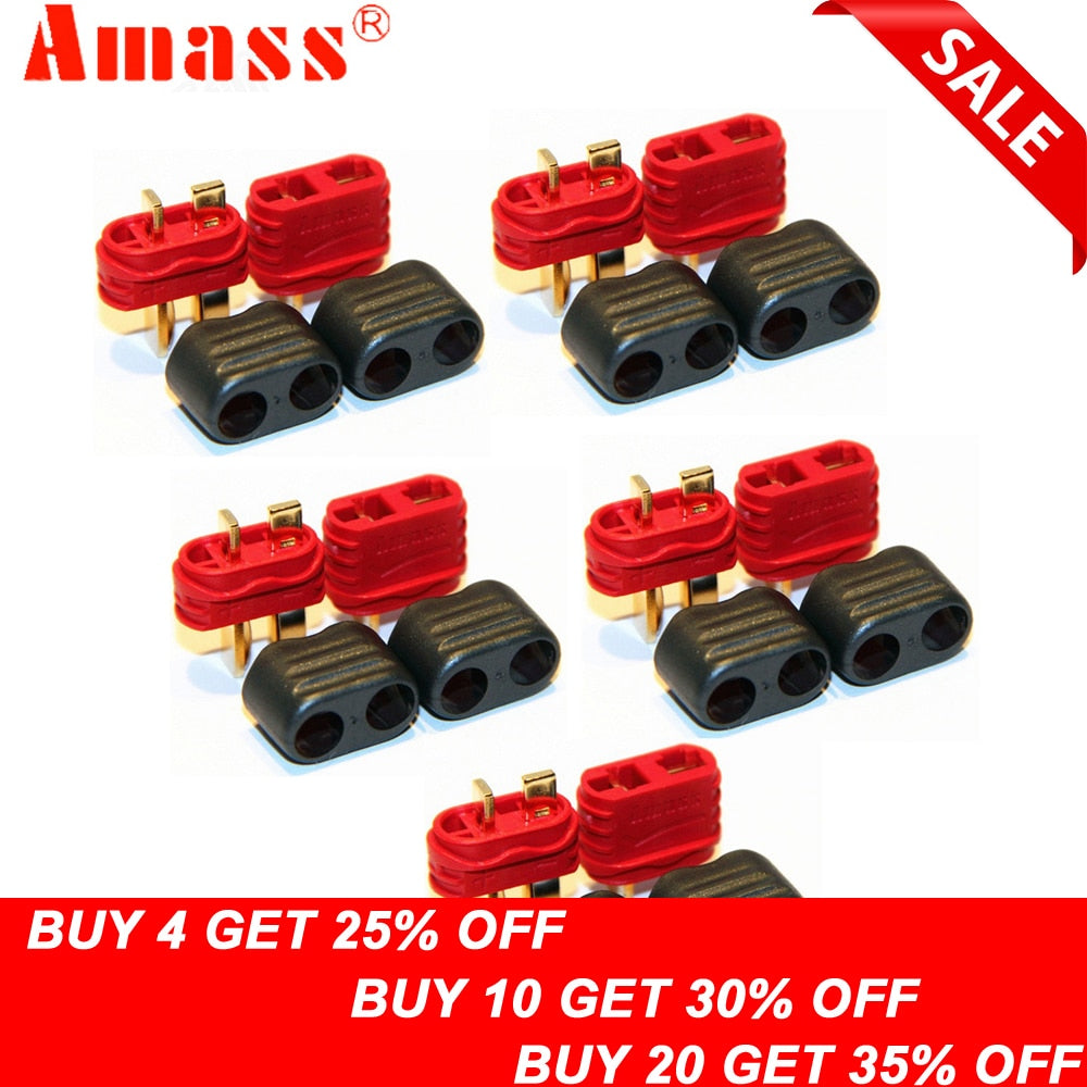 5pair/lot Amass new slip sheathed T plug connector 40A high current multi-axis fixed-wing model aircraft