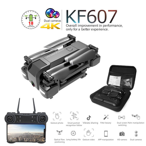 Newest KF607 Quadcopter with Wifi FPV 1080P 4K HD Dual Camera Optical Flow Selfie Drone Foldable Mini Dron VS SG106 visuo xs816