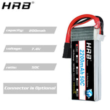 HRB 7.4V 2200mah Lipo Battery TRX 2S XT60 50C T Deans JST RC Parts For Traxxas Summit Slash VXL 1/16 4WD Monster Cars Airplanes