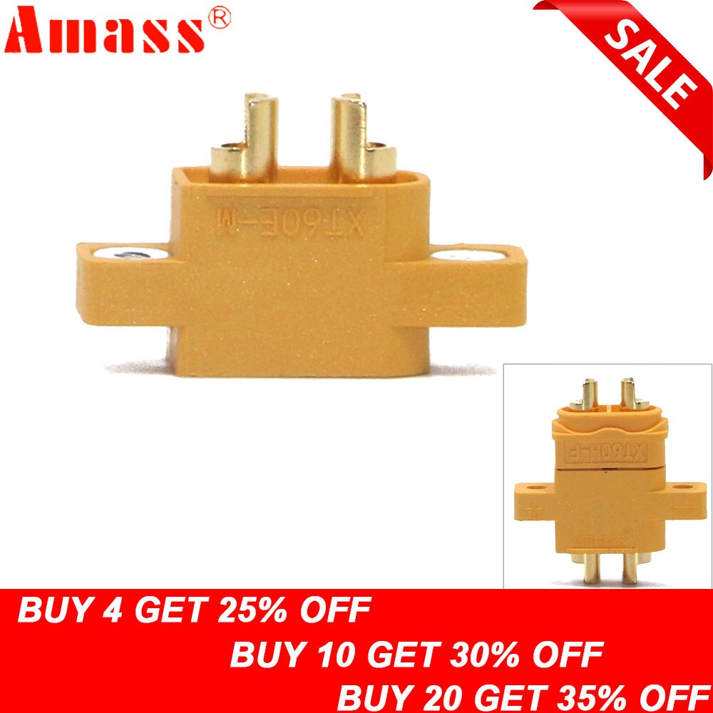 AMASS XT60E-M Mountable XT60 Male Plug Connector 4.23g For Racing Models Multicopter Fixed Board DIY Spare Part