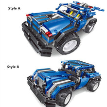 Off-Road Police Mechanical Master 445PC Assembly Block RC Car 2-in-1 Truck & Roadster Kit RC Remote Control Car Racing Toy Car