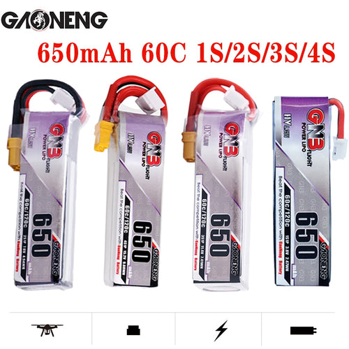 5PCS Lipo Battery Gaoneng GNB HV 650mAh 60C 1s 2s 3s 4s HV With PH2.0 XT30 Plug For Emax Tinyhawk Kingkong LDARC TINY
