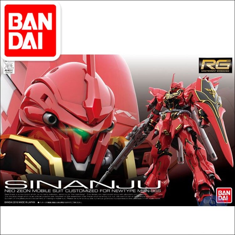 Bandai Gundam RG 1/144 Model MSN-06S NEO ZEON SINANJU Unchained Mobile Suit Kids Toys