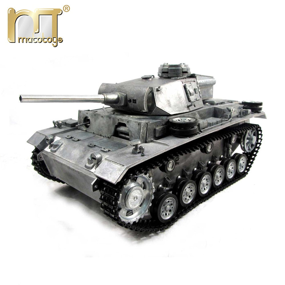 MATO 1 16 Complete all Metal Tank German Panzer III 2.4G Mato Toys RC Tank model airsoft recoil barrel RTR version military