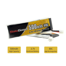 5PCS SoloGood Lipo Battery 1S 3.7V 3.8V 500mAh 80C 1S Rechargeable Batteries with PH2.0 Plug for Indoor Racing Drone Toy