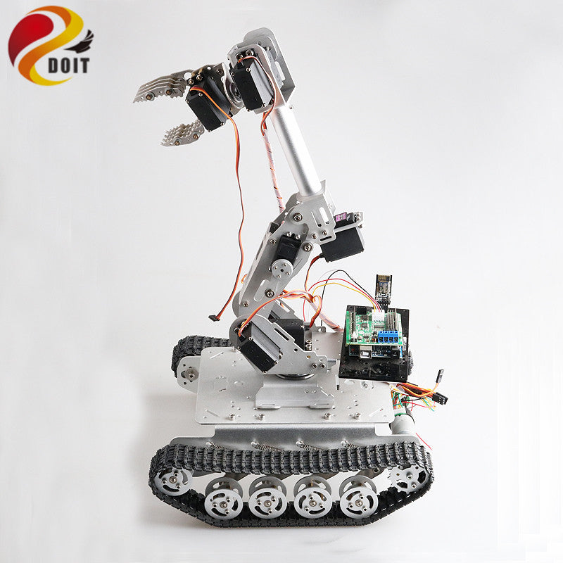 Mobile Robot with 8 DOF Mechanical Arm Shock Absorber Tank Chassis for Grabbing Transport DIY Educational Project