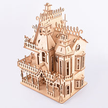 Interconnecting Blocks Woodcraft Construction Kit Wooden Villa DIY 3D Wooden Villa Puzzle Game Assembly Toy Gift