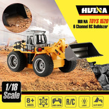 HUINA 1520 6CH 1/18 2.4GHz RC Metal Bulldozer RTR Front Loader Engineering Toy Remote Control Construction Tractork Vehicle