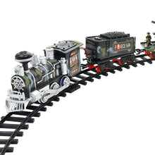 Classic electric steam smoke remote control track train rechargeable with light simulation train sound independent assembly