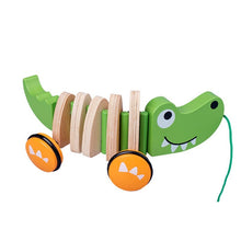 Wooden Pull Toy Wooden Car Children'S Toys Wooden Cartoon Crocodile Toy Car Tow Truck