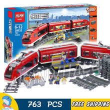 763pcs City Remote Control Motorized Passenger Train Locomotive 28032 Model Building Blocks Assemble Toy Compatible With LegoING