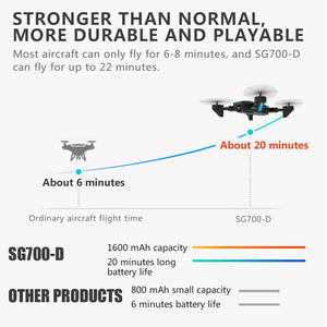 SG700-D Professional Foldable Drone with Dual Camera 1080P 720P 4K Selfie WiFi FPV Optical Flow RC Quadcopter Helicopter XS809S