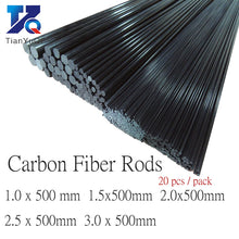 20pcs/lot New Carbon Fiber Rods for RC Plane DIY tool wing tube Quadcopter arm carbon fiber tube 1mm 1.5mm 2mm 3mm (500mm)