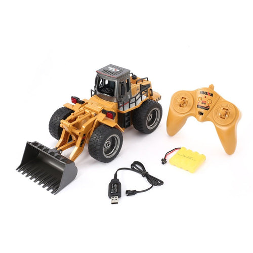 HUINA 1520 6CH 1/18 2.4GHz RC Metal Bulldozer RTR Front Loader Engineering Toy Remote Control Construction Tractork Vehicle