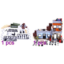 912Pcs Ww2 Military Shooting Game Scene DIY Small Particle Assembly Building Block Toy Kit Figure Military Weapon Kit Equipment