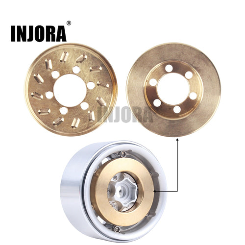 INJORA 2PCS Brass 63g Internal Counterweight for 1.9 2.2 inch Wheel Rims Axial SCX10 90046 D90 TF2 Traxxas TRX4