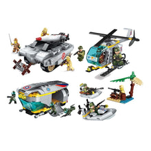 Enlighten Building Block Military Battle Sea Force Coastal Action Submarine 12 Figures 453pcs Educational Bricks Toy Boy Gift