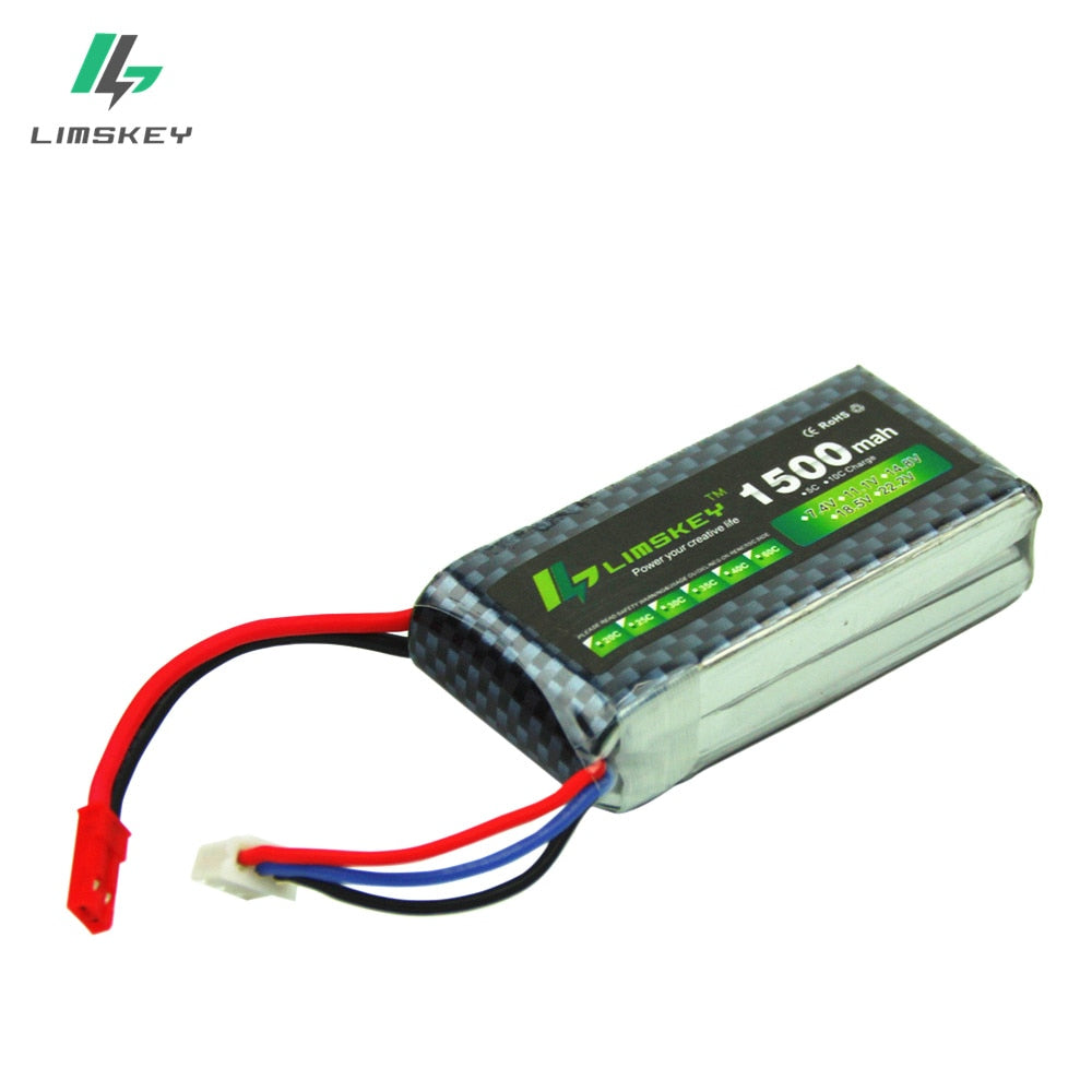 7.4V 1500mAh 25C Lipo Battery JST Plug For Halicopter Multi motor Parts 2s Lithium battery 7.4 v 1500ma Airplanes battery 1Pcs