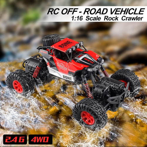 GizmoVine RC Off-road Vehicle 1/16 Remote Control Car Rechargeable Monster Truck Scale 2.4GHz Wireless RC Car Toys For Baby kids