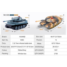 2pcs 1/32 Scale Twin Infrared Battle Tank Shooting Military BB Fighting Bullets Car Toys with Rotate Life Indicator