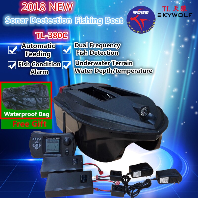 Free Bag Sonar Dectection Fishing Finder Dual Body Remote Control Nesting Fishing Boat TL-380C Automatic Send hook RC Bait Boat