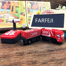 FARFEJI Red Remote Controlled Train Electric Rc Train Remote Toys For Children Wooden Tracks Rc Train Remote Control