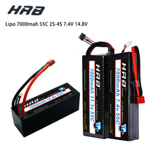 HRB Lipo 7.4V 11.1V 14.8V 2S 3S 4S 2P Battery 7.4V 7000mah 55C T DEAN XT60 MAX 110C Hard Case for RC 1/10 Scale Trx Stampede Car