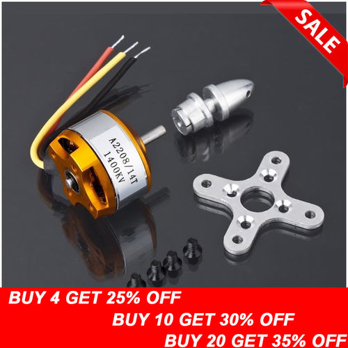 1pcs Brushless DC Electric Motor A2208 KV1100 KV1400 KV2600 for RC Airplanes/Boat/Vehicle Model Glider Plane Kit