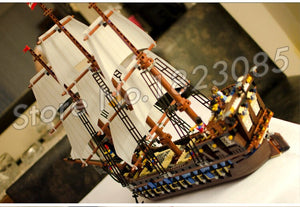 1717pcs Battle Ship Pirates of the Caribbean Imperial Flagship 39010 DIY Figure Building Blocks Toys Compatible with Lego