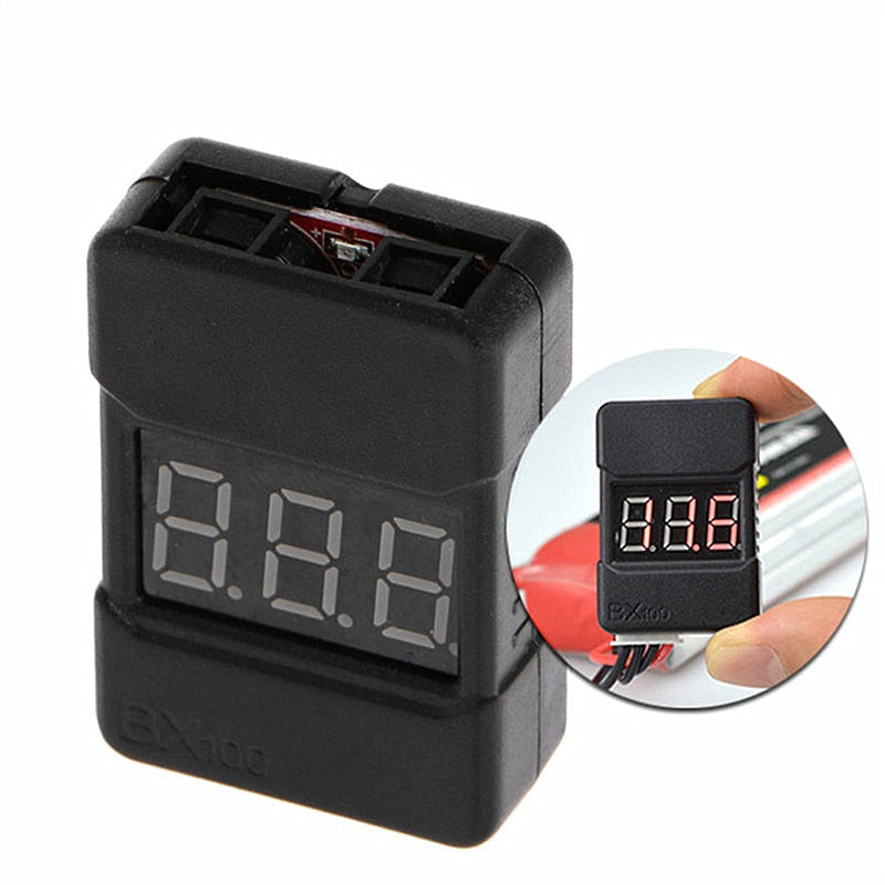 2PCS/1pcs BX100 1-8S Lipo Battery Low Voltage Power Display Tester Buzzer Alarm Black